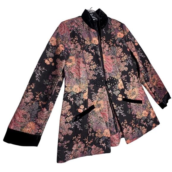 Soft Surroundings Westbury Garden Metallic Jacquard Jacket Blazer Sz Petite M - Picture 1 of 16